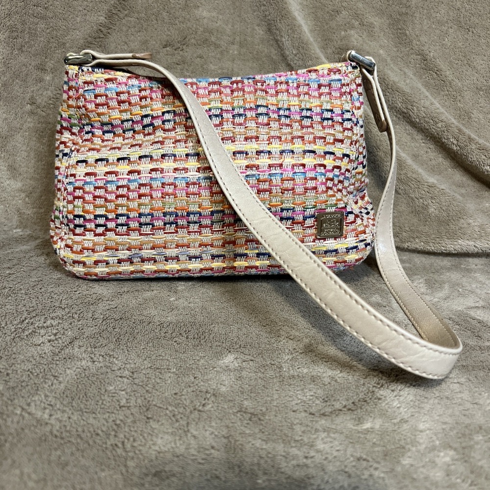 Liz Claiborne LC-1441-P Straw Pattern Shoulder Handbag Purse Multi-Color